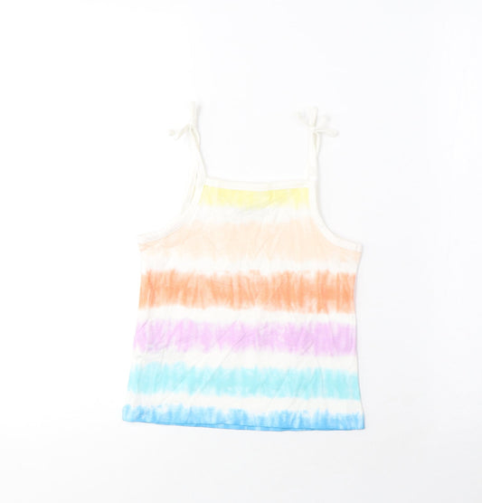 Marks and Spencer Girls Multicoloured Striped Cotton Camisole Tank Size 4-5 Years Square Neck Pullover