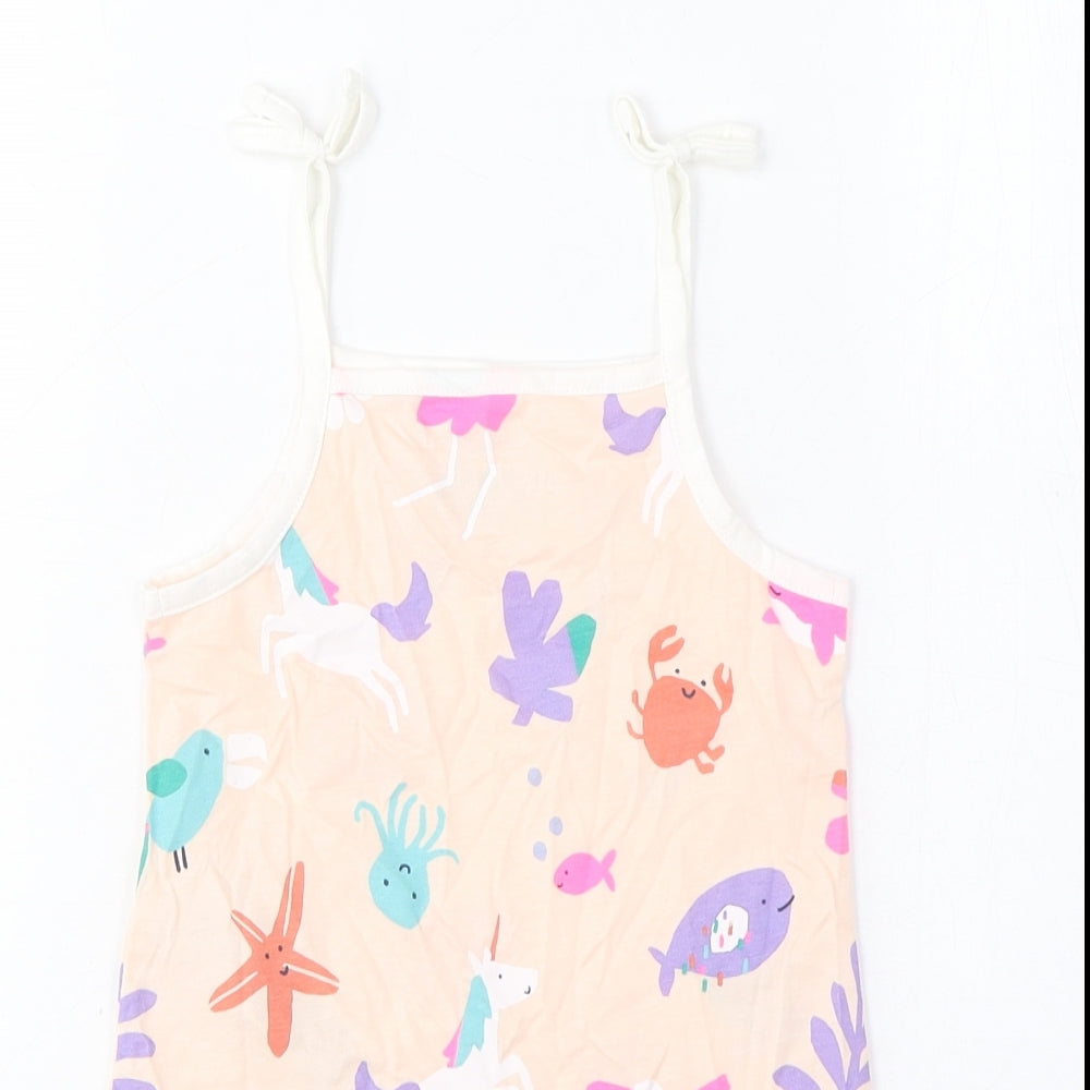Brand and care label for Marks & Spencer girls’ beige geometric cotton cropped tank, size 2-3, years square neck pullover