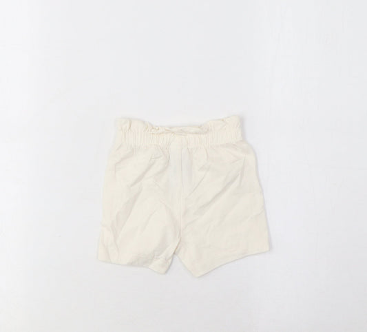 Marks and Spencer Girls Ivory Cotton Cropped Trousers Size 3-6 Months Pullover - Lemon