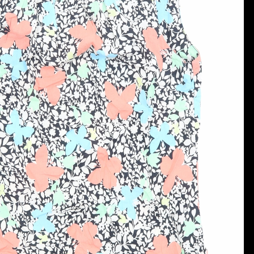 Dorothy Perkins Womens Multicoloured 100% Cotton Basic Tank Size 10 Boat Neck - Butterfly