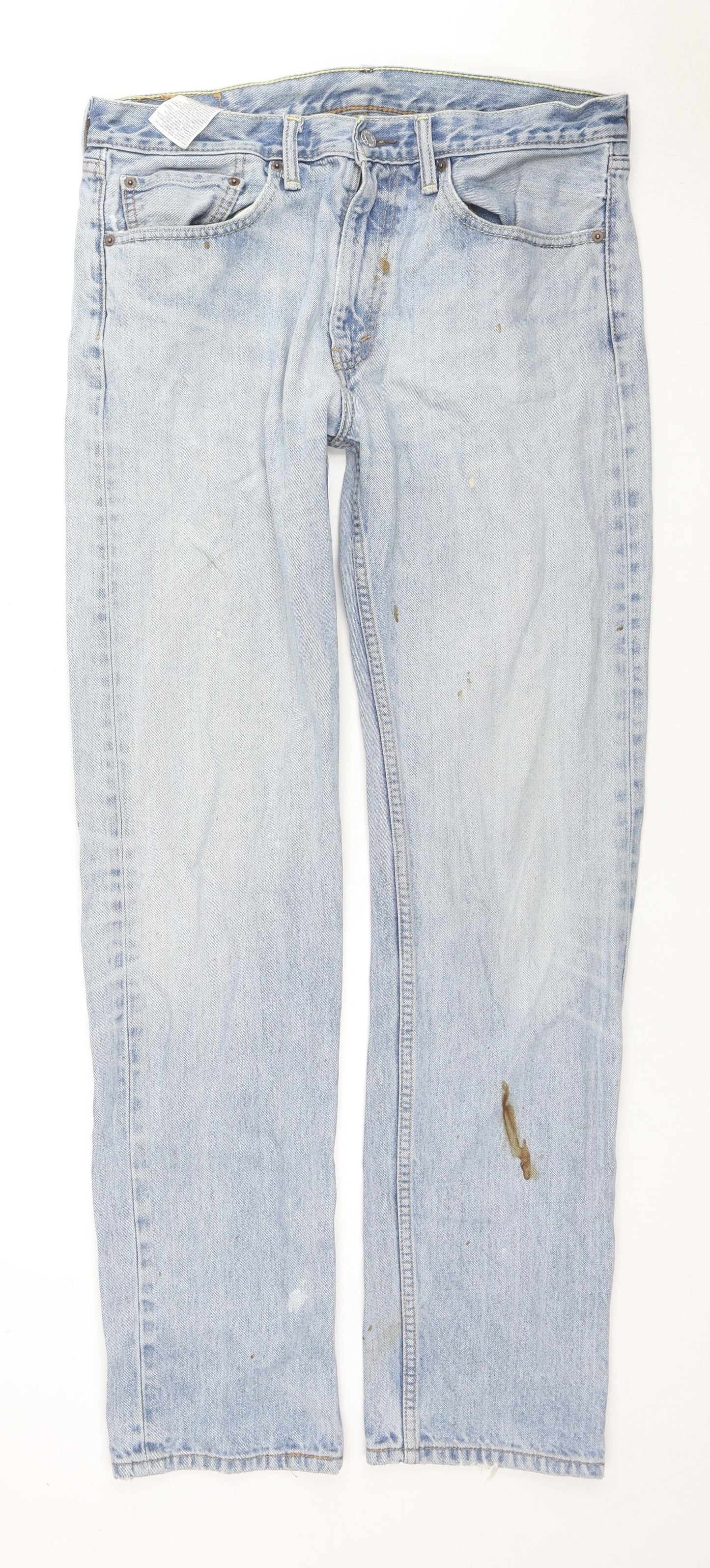 Levi's Mens Blue Cotton Straight Jeans Size 34 in L34 in Regular Zip