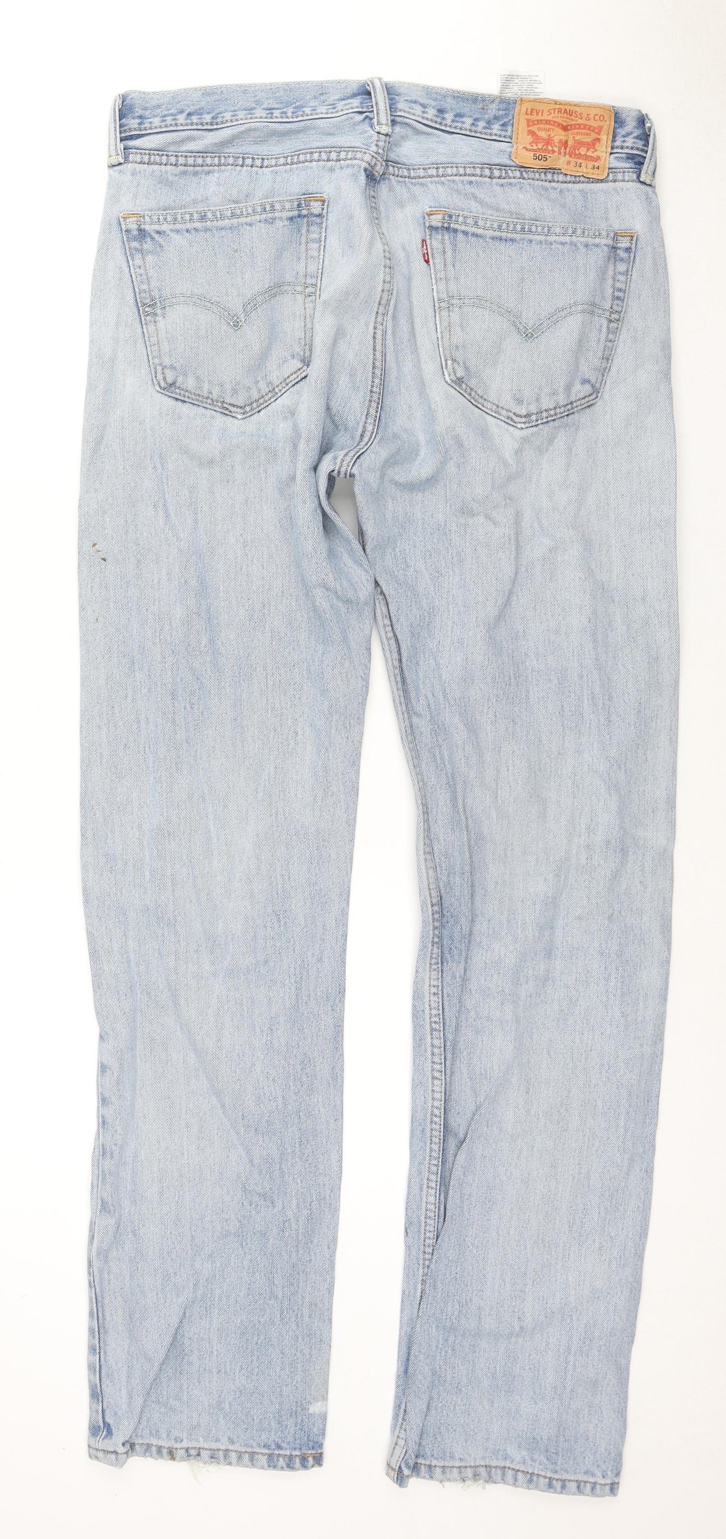 Levi's Mens Blue Cotton Straight Jeans Size 34 in L34 in Regular Zip