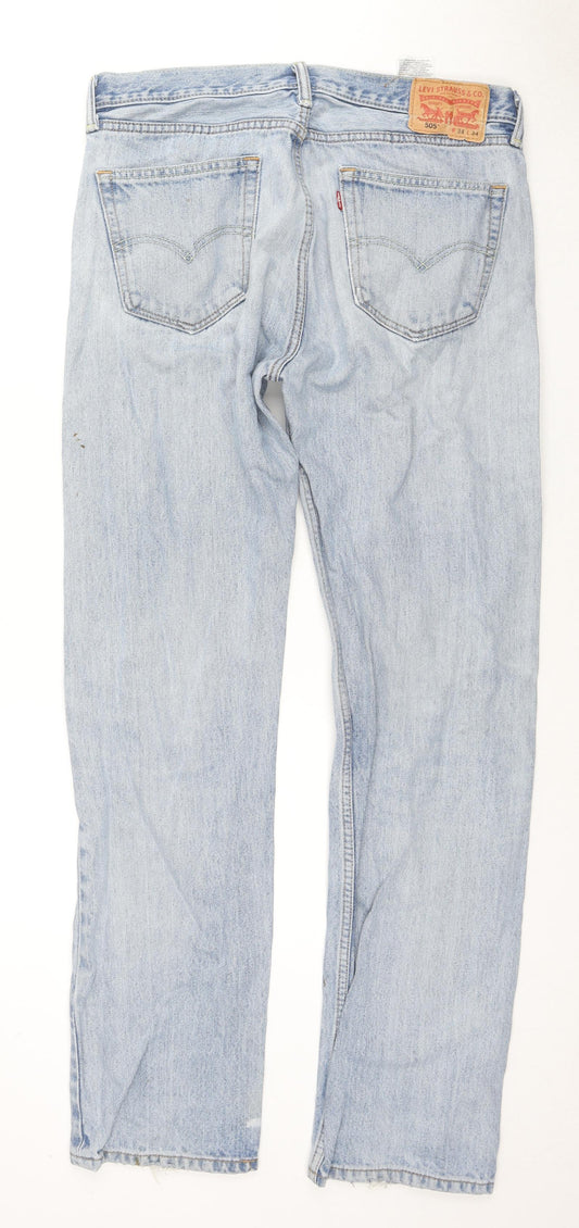Levi's Mens Blue Cotton Straight Jeans Size 34 in L34 in Regular Zip