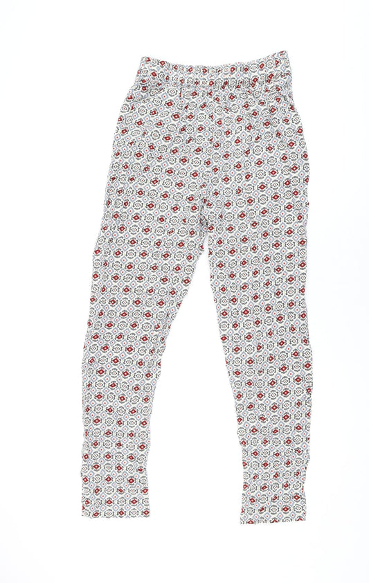 Marks and Spencer Womens Ivory Geometric Viscose Trousers Size 8 L29 in Regular