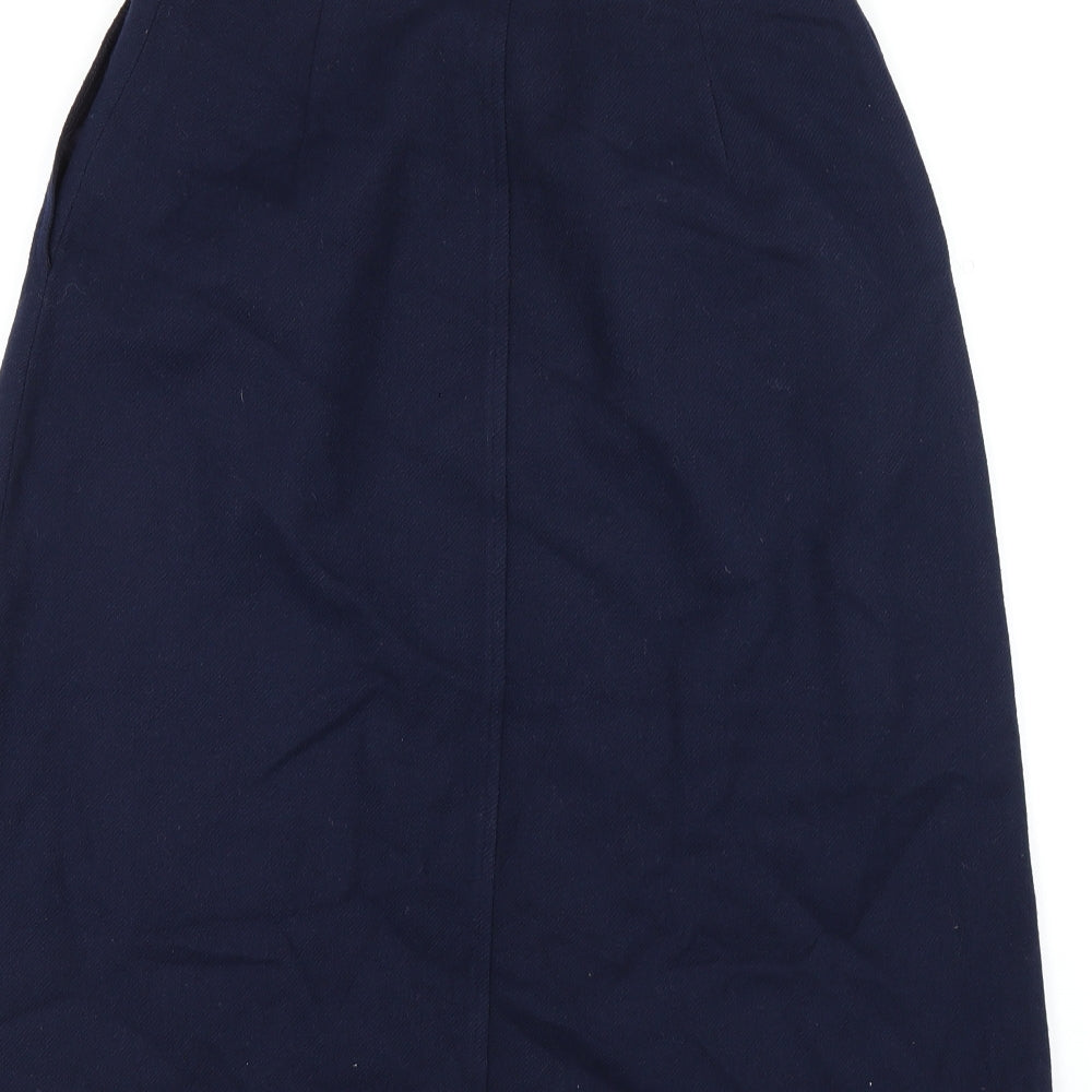 Persona Womens Blue Polyester A-Line Skirt Size 10 Button