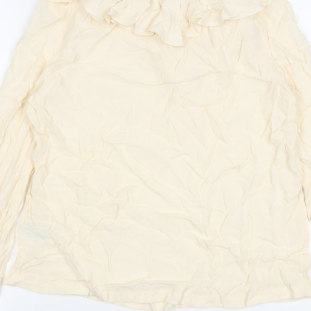 Marks and Spencer Womens Beige Viscose Basic Blouse Size 6 Round Neck