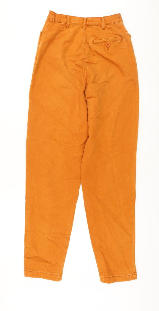 Racing Green Womens Orange Cotton Mom Jeans Size 10 L31 in Regular Button