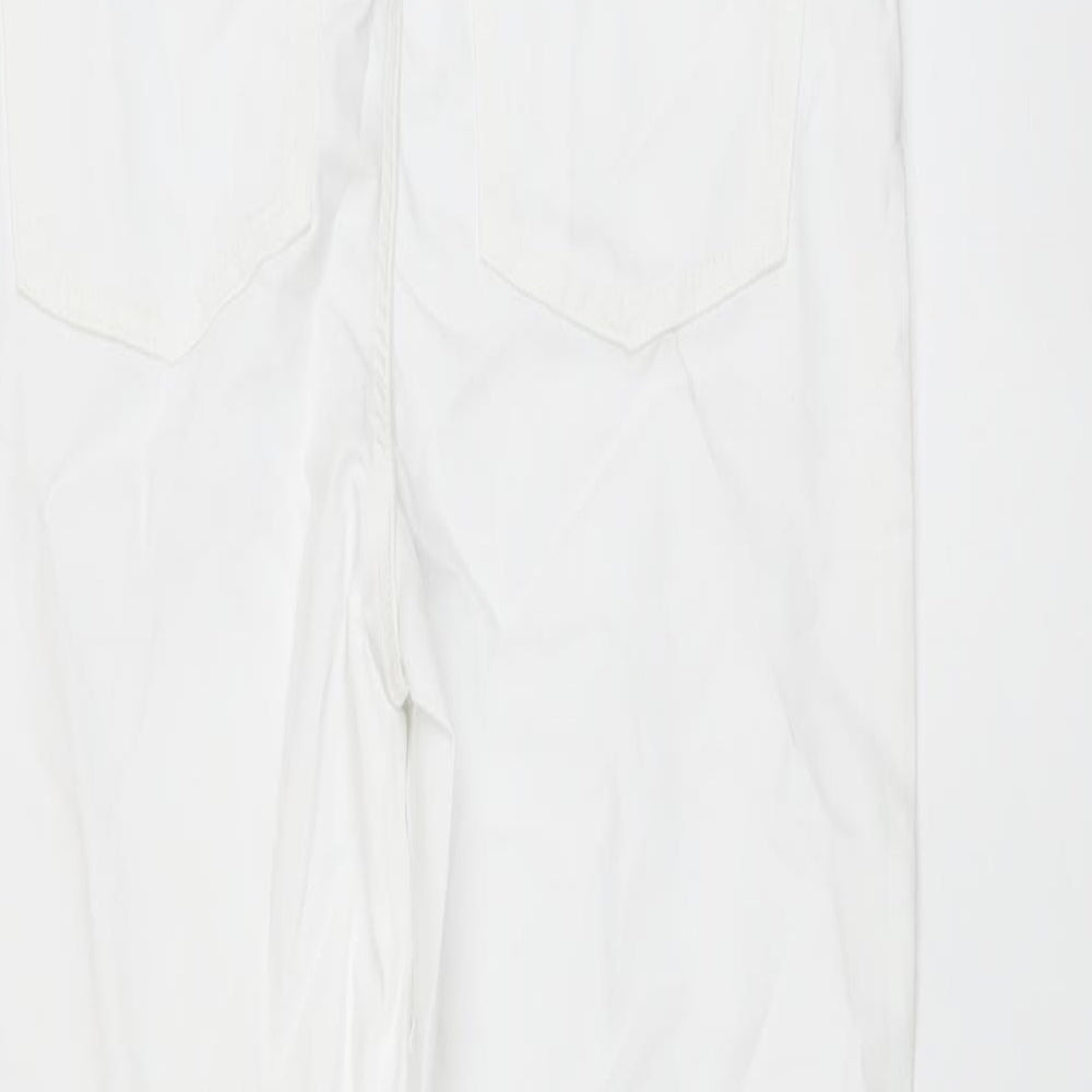 Marks and Spencer Womens White Cotton Straight Jeans Size 12 L25 in Regular Button