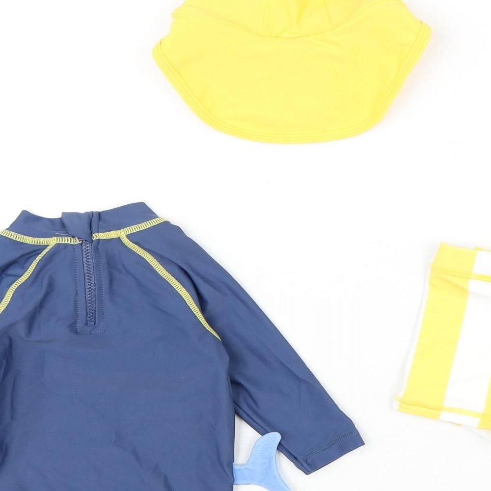 Brand and care label for Marks & Spencer boys’ multicoloured striped polyamide shorts set outfit/set, months zip - swim set