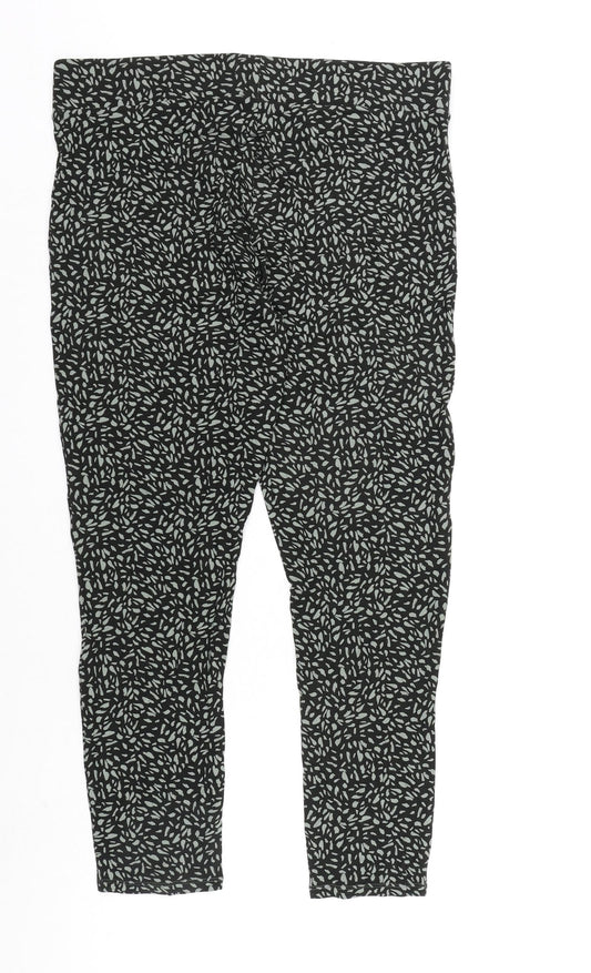 Marks and Spencer Womens Black Geometric Viscose Carrot Trousers Size 18 L27 in Regular