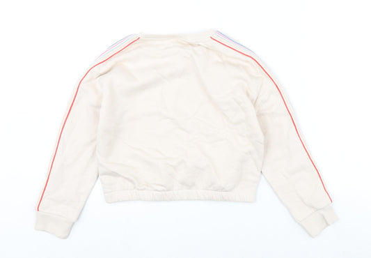 Marks and Spencer Girls Beige Cotton Pullover Sweatshirt Size 9-10 Years Pullover - Cropped