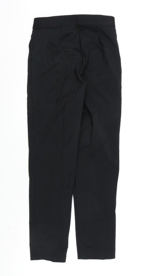 Marks and Spencer Womens Black Cotton Dress Pants Trousers Size 8 L26 in Regular Zip