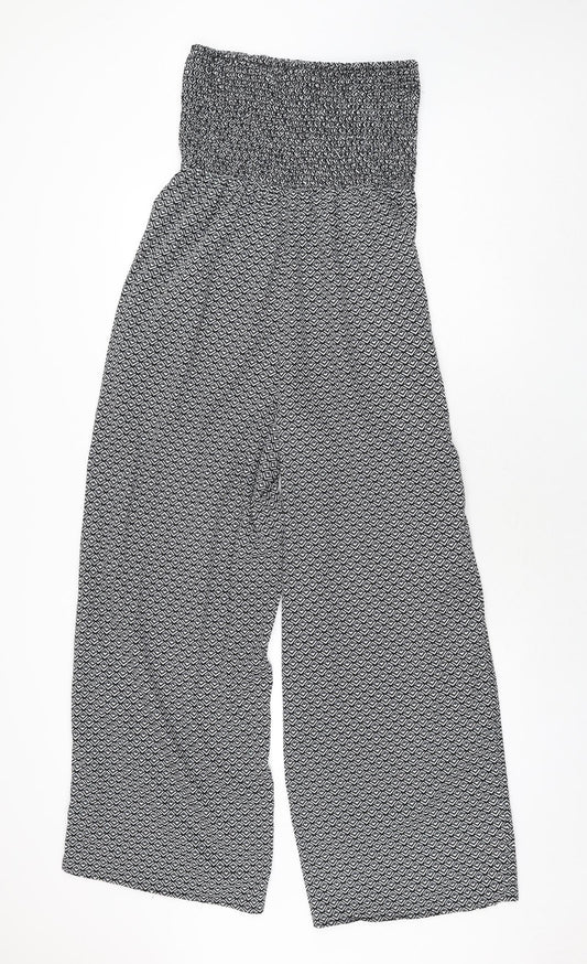 Band of Gypsies Womens Grey Geometric Polyester Jumpsuit One-Piece Size S L29 in Pullover - Rouched Bodice