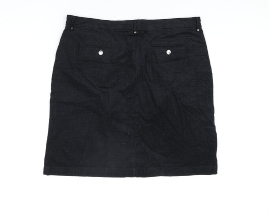 Per Una Womens Black Geometric Cotton Straight & Pencil Skirt Size 20 Zip