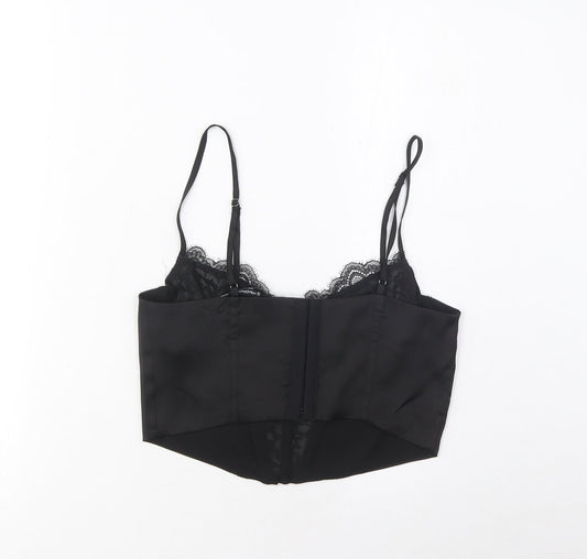 Womens UK Size M Stradivarius Black Polyester Tank