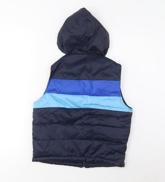 Miss Selfridge Womens Blue Striped Gilet Jacket Size 10 Zip - Pockets