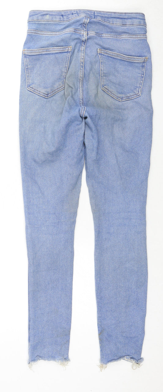 New Look Girls Blue Cotton Skinny Jeans Size 14 Years L27 in Regular Zip - Distressed