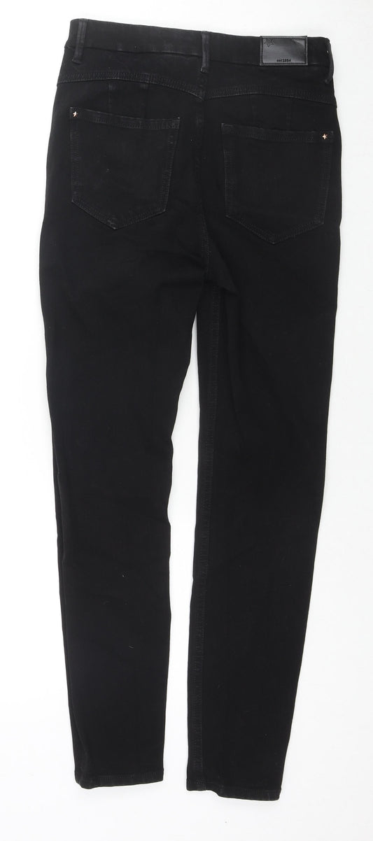 Marks and Spencer Womens Black Cotton Skinny Jeans Size 8 L26 in Regular Zip