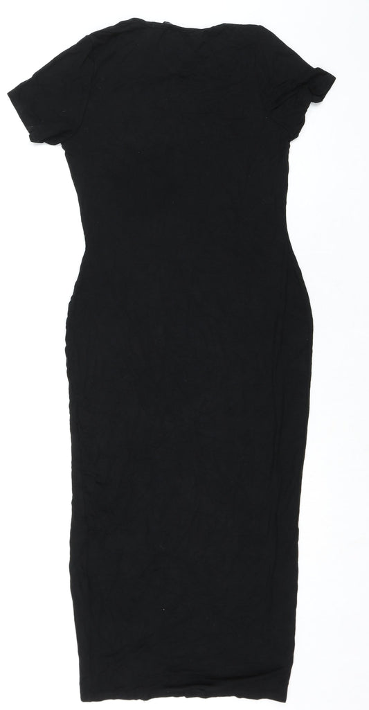 Nasty Gal Womens Black Viscose Pencil Dress Size 10 Round Neck Pullover