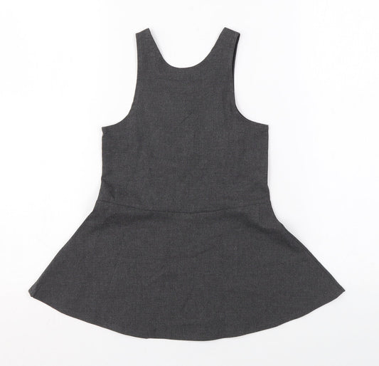 Marks and Spencer Girls Grey Polyester Skater Dress Size 2-3 Years Scoop Neck Zip