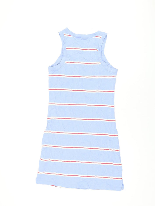 Marks and Spencer Womens Blue Striped Cotton Mini Size S Round Neck Pullover