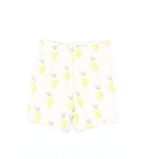 Marks and Spencer Girls Pink Geometric Cotton Shorts Outfit/Set Size 6-9 Months Pullover - Lemon Print
