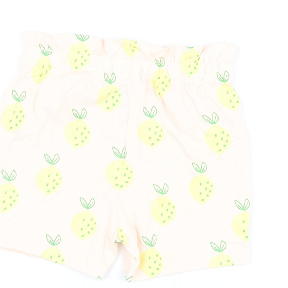 Brand and care label for Marks & Spencer girls’ pink geometric cotton shorts outfit/set, months pullover - lemon print