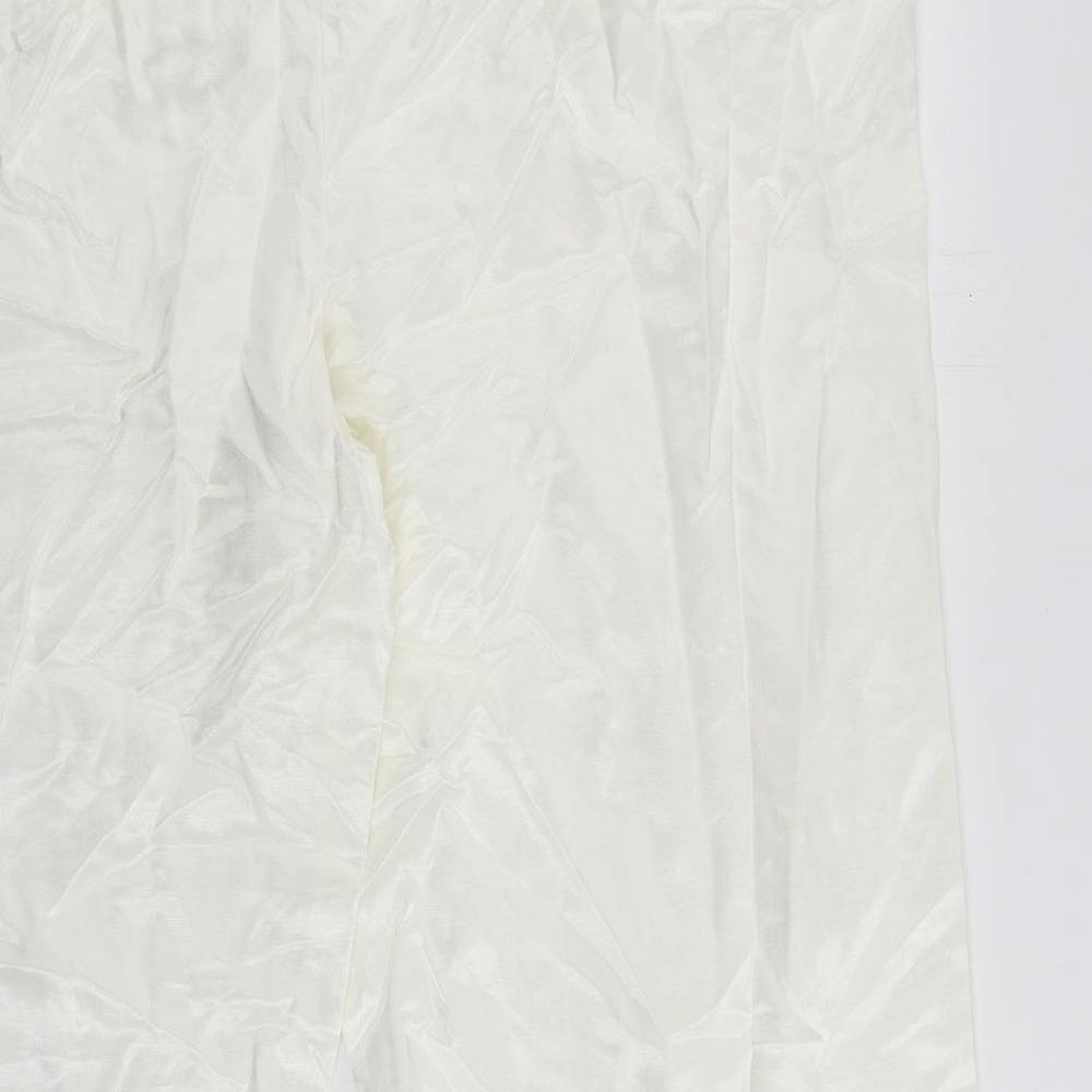 Marks and Spencer Womens White Viscose Trousers Size 24 L29 in Regular Zip