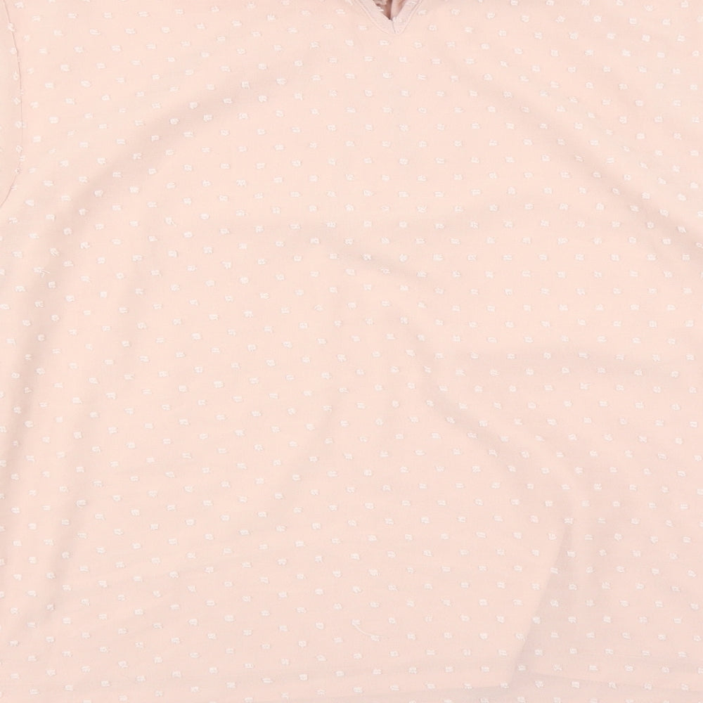 Dorothy Perkins Womens Pink Geometric Polyester Basic Blouse Size 14 Mock Neck