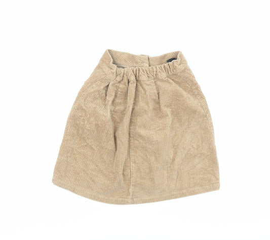 NEXT Girls Beige Cotton A-Line Skirt Size 12 Years Regular Button