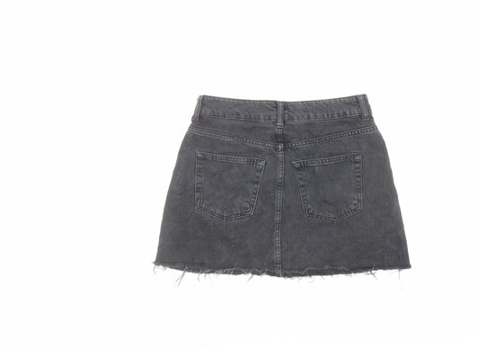 Topshop Womens Grey Cotton Mini Skirt Size 8 Button