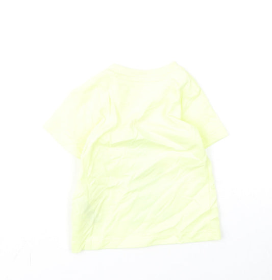 Marks and Spencer Girls Yellow Cotton Basic T-Shirt Size 3-6 Months Round Neck Snap - Bunny, Love Summer
