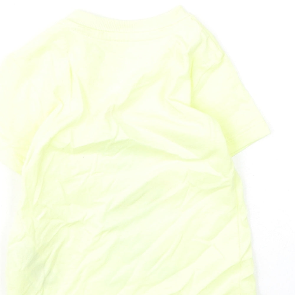 Brand and care label for Marks & Spencer girls’ yellow cotton basic t-shirt, months round neck snap - bunny, love summer