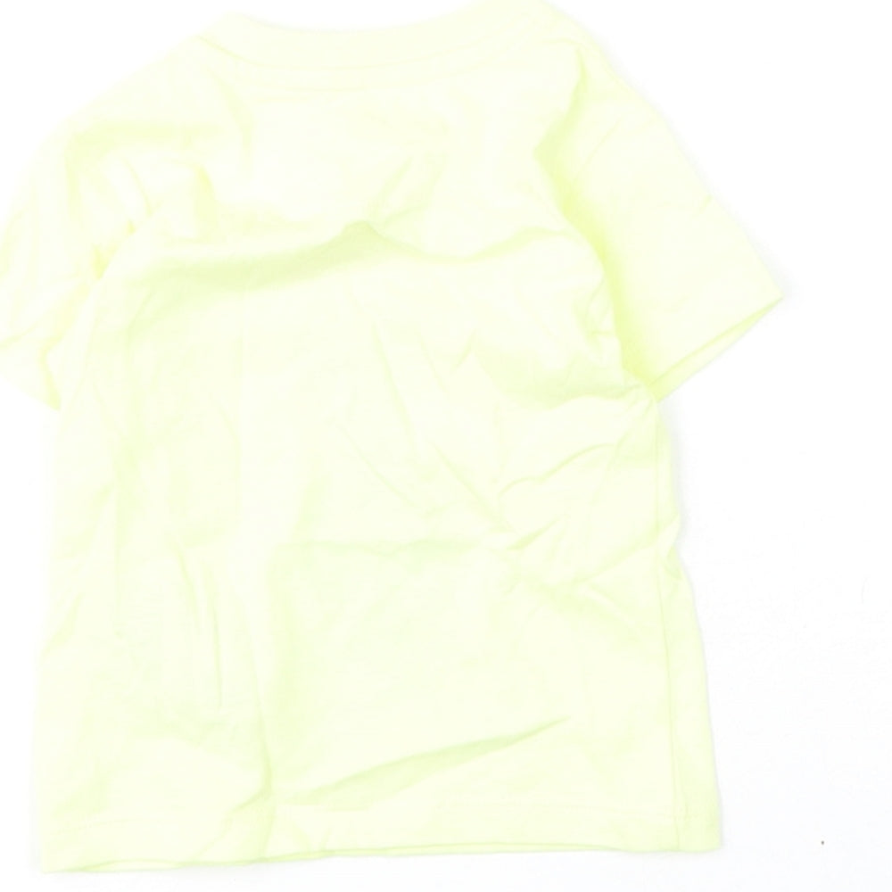 Brand and care label for Marks & Spencer girls’ yellow cotton basic t-shirt, months round neck snap - bunny, love summer