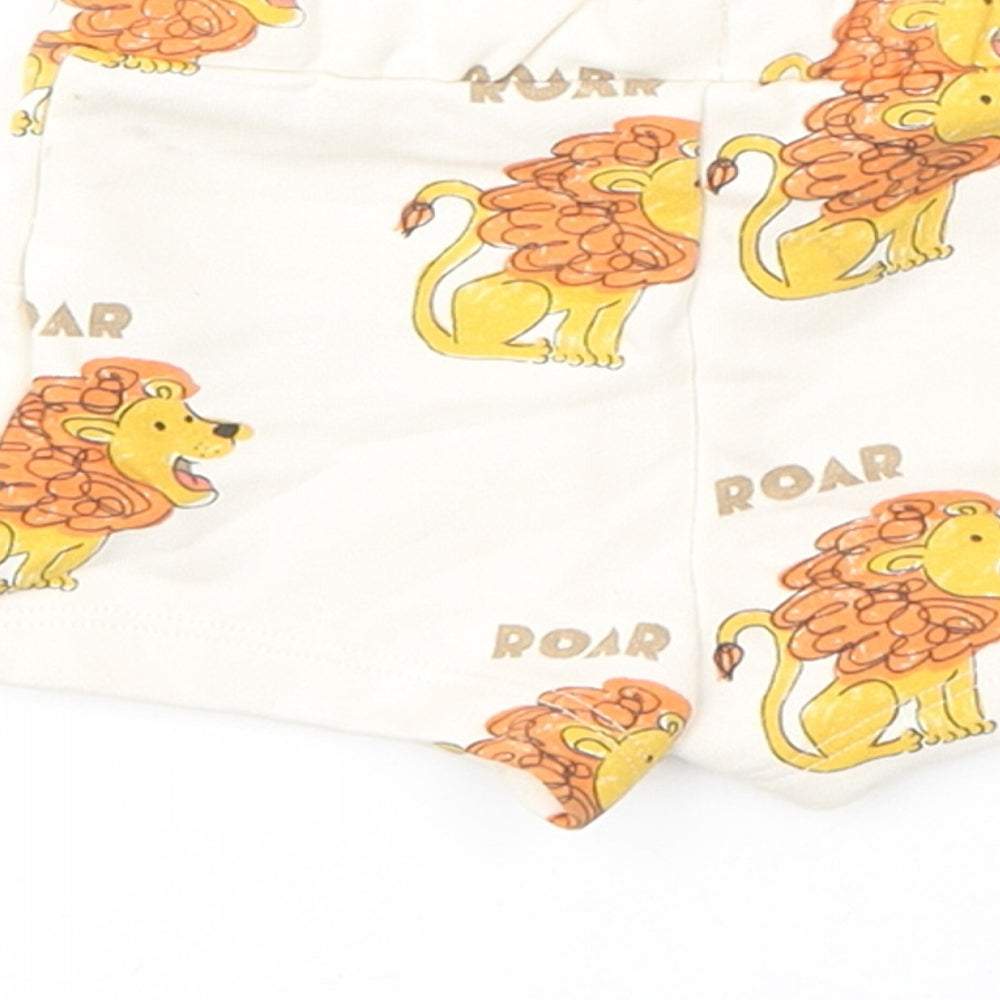 Brand and care label for Marks & Spencer boys’ ivory geometric cotton cropped trousers, months drawstring - shorts, lion