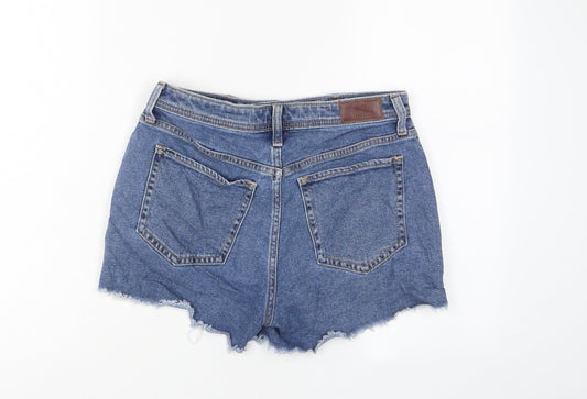 Hollister Womens Blue Cotton Basic Shorts Size 28 in Regular Zip - Distressed, Pockets