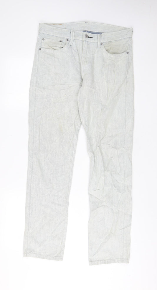 Levi's Mens Grey Cotton Straight Jeans Size 32 in L32 in Regular Zip - Pockets