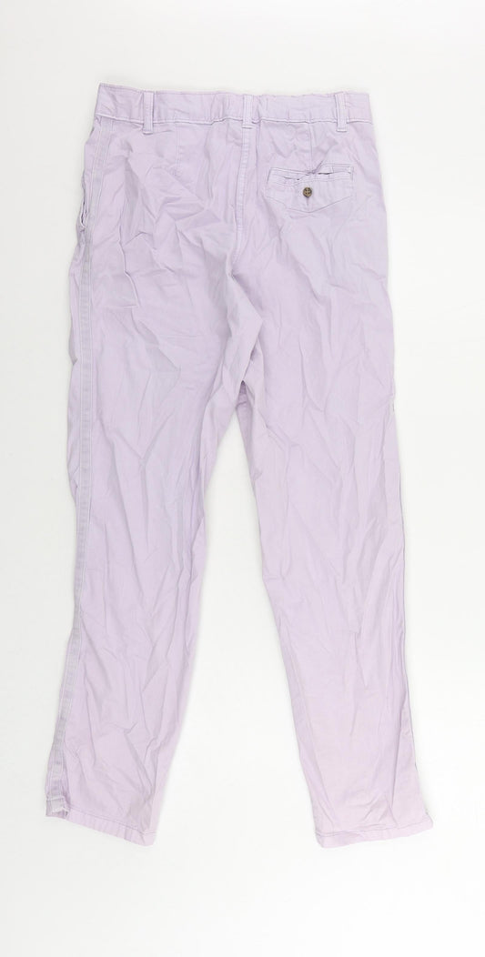 Marks and Spencer Womens Purple Cotton Chino Trousers Size 8 L28 in Regular Zip