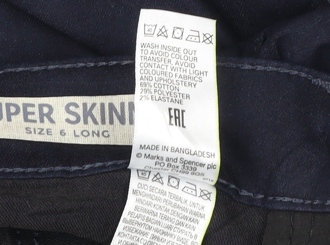 Marks and Spencer Women's Blue Super Skinny Jeans Size 6