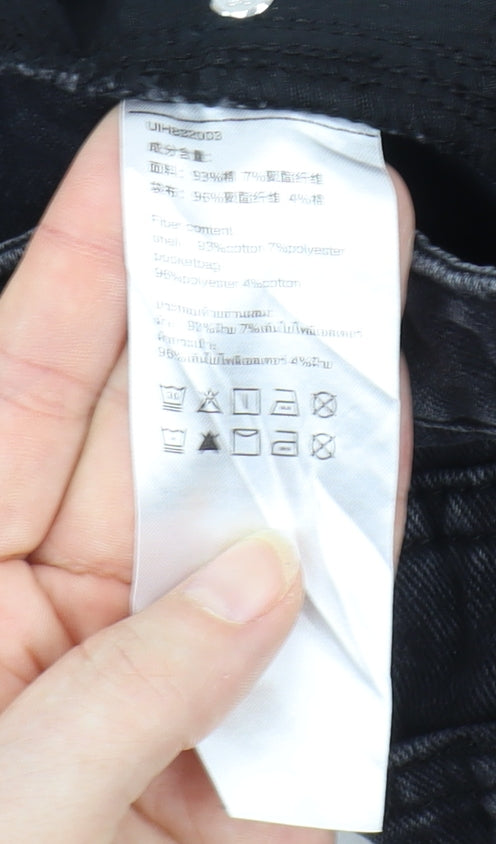 Brand and care label for Urban Revivo Black High-Waisted Cut-Off Denim Shorts