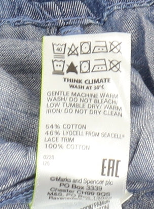 Brand and care label for Marks & Spencer Blue Chambray Long Sleeve Dress
