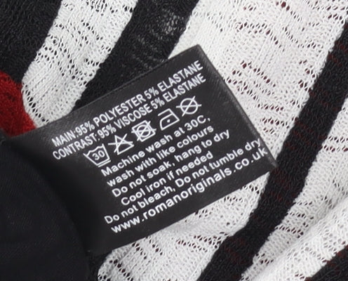 Brand and care label for Roman Women's Multicoloured Geometric Blouse, size 12