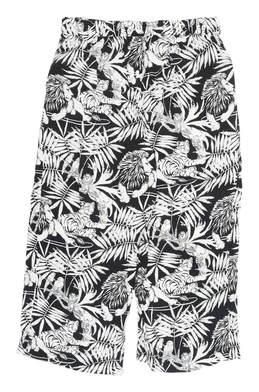 Warehouse Women's Cropped Black Animal Print Trousers