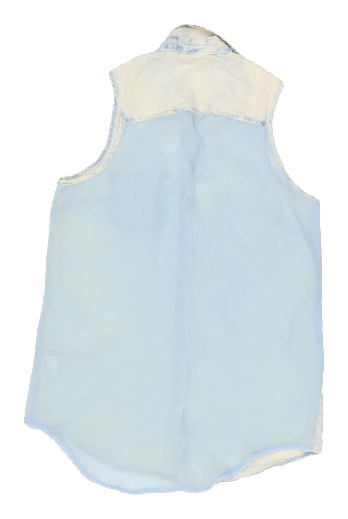 Lee Cooper Women's Blue Cotton Button-Up Sleeveless Shirt