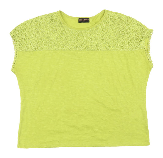 Womens UK Size XL Anna Rose Green Polyester Blend T-Shirt