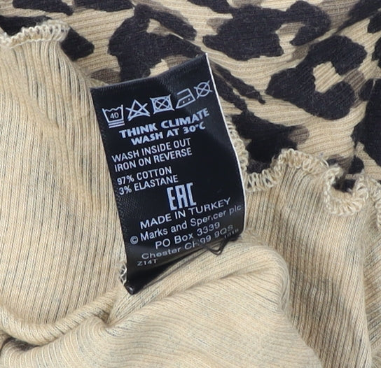 Marks and Spencer Beige Animal Print Blouse, Size 8