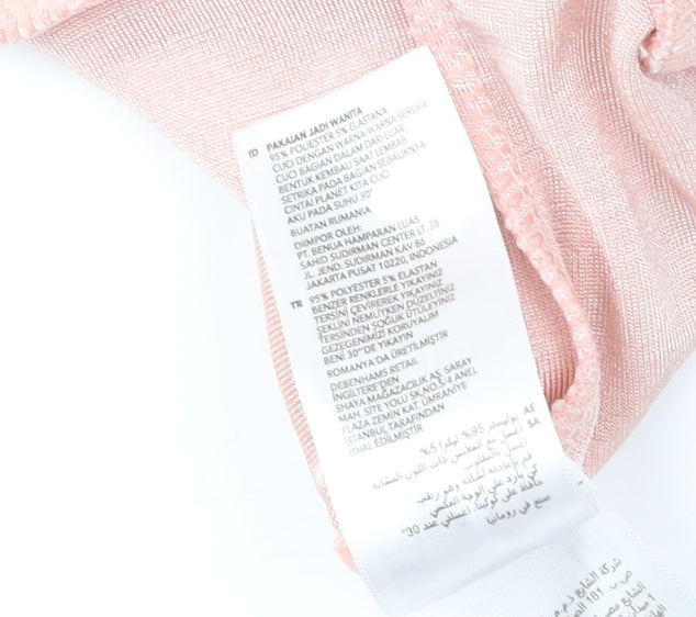 Brand and care label for Principles Women's Pink V-Neck Blouse, size 12