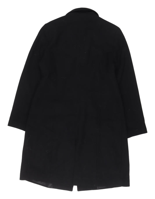 London Eye Women's Black Double-Breasted Overcoat Size 12