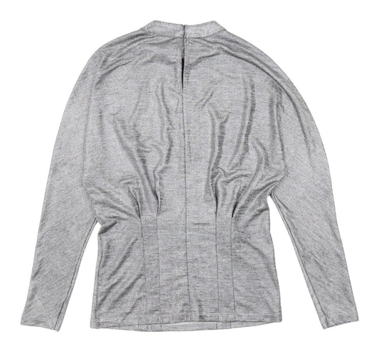Reiss Women's Grey XS High Neck Long Sleeve Top