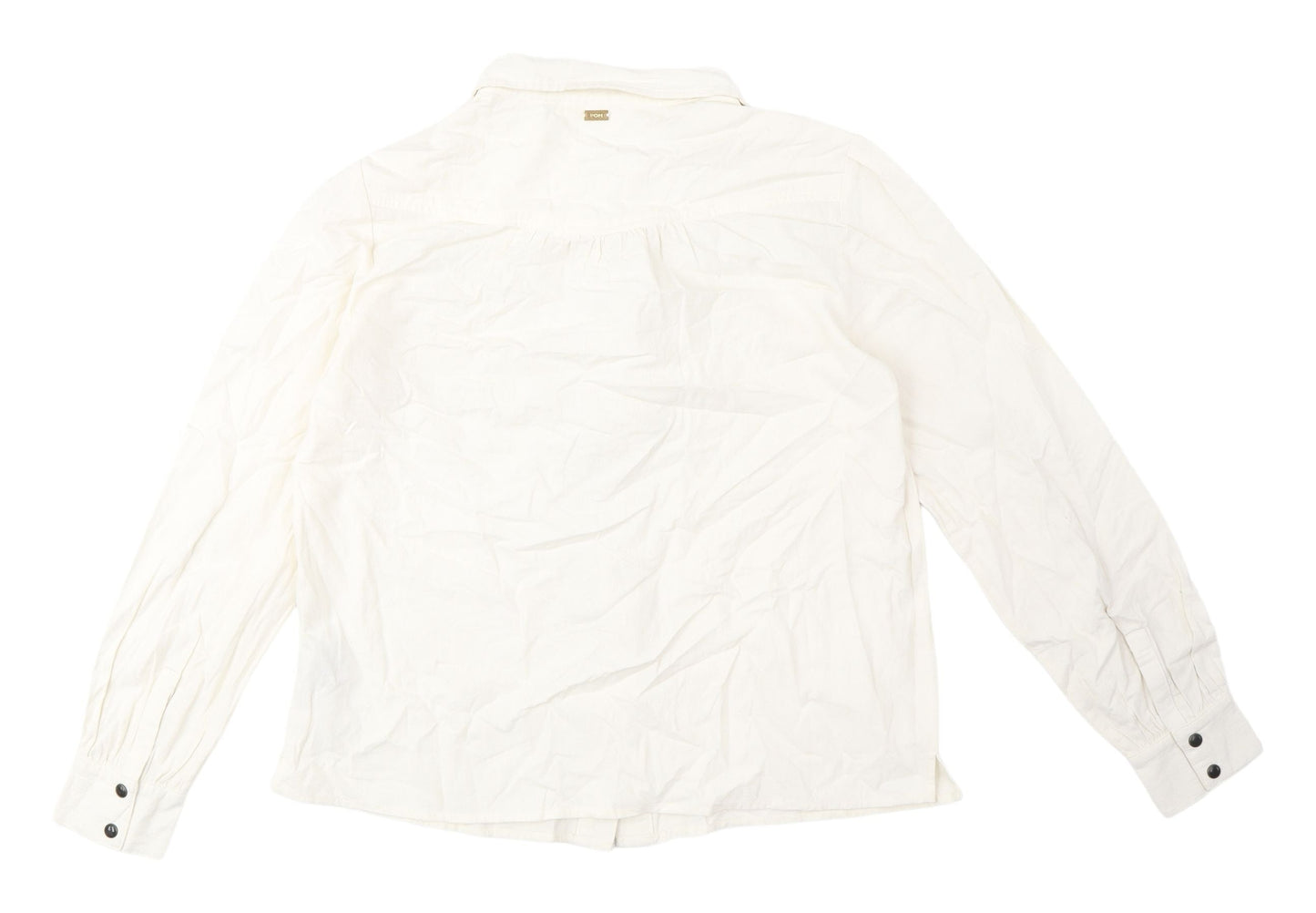 POM Amsterdam Women's White Long Sleeve Button-Up Blouse